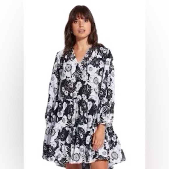 Seafolly Australia Summer Of Love Long Sleeve Cover-Up Dress Size S/M - Picture 4 of 13